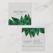 Trendy Faux Gold & Emerald Green geometrisch ontwe Vierkante Visitekaartje (Voorkant / Achterkant)