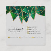 Trendy Faux Gold & Emerald Green geometrisch ontwe Vierkante Visitekaartje (Achterkant)