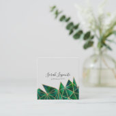 Trendy Faux Gold & Emerald Green geometrisch ontwe Vierkante Visitekaartje (Staand voorkant)