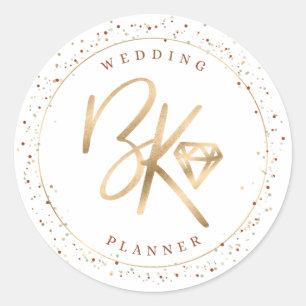 Trendy Faux Gold Foil Confetti Custom Company Logo Ronde Sticker