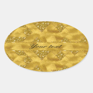 Trendy Faux Gold Glitter Triangles Ovale Sticker