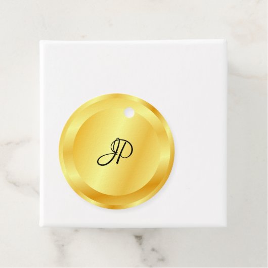 Trendy Faux Gold Metallic look Monogram Elegant Bedankjes Labels (In situ)