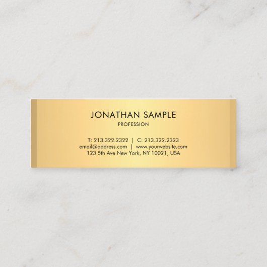 Trendy Faux Gold Modern Eenvoudige Sjabloon Elegan Mini Visitekaartje (Achterkant)