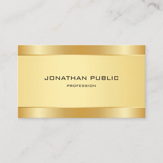Trendy Faux Gold Modern Eenvoudige Sjabloon Elegan Visitekaartje (Voorkant)