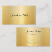 Trendy Faux Gold Modern Kalligrafie Naam Sjabloon Visitekaartje (Voorkant / Achterkant)