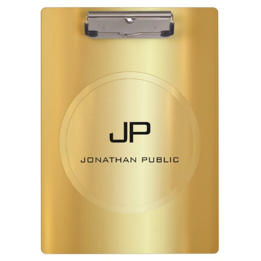 Trendy Faux Gold Monogram Elegant Classic Sjabloon Klembord (Voorkant)