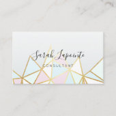 Trendy Faux Gold & Pastel Geometric QR Code Visitekaartje (Voorkant)