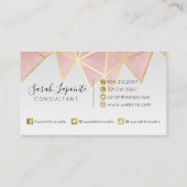 Trendy Faux Gold & Roos roze geometrisch ontwerp Visitekaartje (Achterkant)