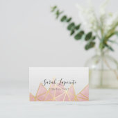Trendy Faux Gold & Roos Roze Geometrische QR-code Visitekaartje (Staand voorkant)