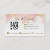 Trendy Faux Gold & Roos Roze Geometrische QR-code Visitekaartje (Achterkant)