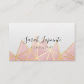 Trendy Faux Gold & Roos Roze Geometrische QR-code Visitekaartje (Voorkant)