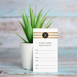 Trendy Faux Gold Stripes Hair Appointment Card Afsprakenkaartje
