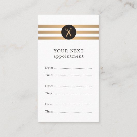 Trendy Faux Gold Stripes Hair Appointment Card Afsprakenkaartje (Voorkant)