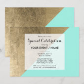 Trendy faux gold turquoise modern chic color block kaart (Voorkant / Achterkant)
