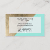Trendy faux gold turquoise modern chic color block visitekaartje (Achterkant)