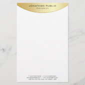 Trendy Faux Gold White Elegant Modern Sjabloon Briefpapier (Voorkant)