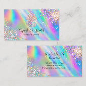 Trendy Faux Holografische Regenboog Glitter Cupcak Visitekaartje (Voorkant / Achterkant)
