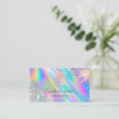 Trendy Faux Holografische Regenboog Glitter Cupcak Visitekaartje (Staand voorkant)
