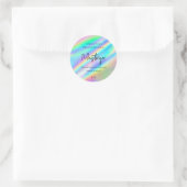 Trendy Faux Holographic Beauty Product Label (Tas)