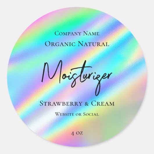Trendy Faux Holographic Beauty Product Label (Voorkant)