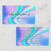 Trendy Faux Holographic Lash Aftercare Instruction Visitekaartje (Voorkant / Achterkant)