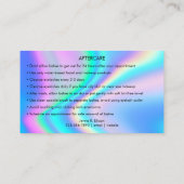 Trendy Faux Holographic Lash Aftercare Instruction Visitekaartje (Achterkant)