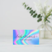 Trendy Faux Holographic Lash Aftercare Instruction Visitekaartje (Staand voorkant)
