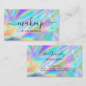Trendy Faux Holographic Makeup Artist Visitekaartje (Voorkant / Achterkant)