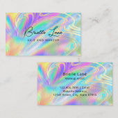 Trendy Faux Holographic Rainbow Gold Marble Visitekaartje (Voorkant / Achterkant)