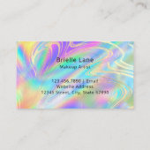 Trendy Faux Holographic Rainbow Gold Marble Visitekaartje (Achterkant)