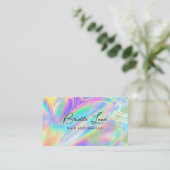 Trendy Faux Holographic Rainbow Gold Marble Visitekaartje (Staand voorkant)