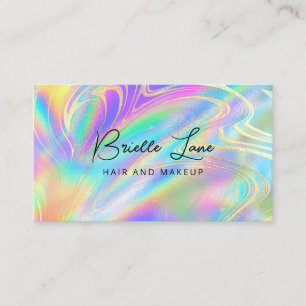 Trendy Faux Holographic Rainbow Gold Marble Visitekaartje