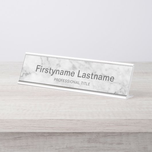 Trendy Faux Marble Pattern Bureau Naambordje (Voorkant)