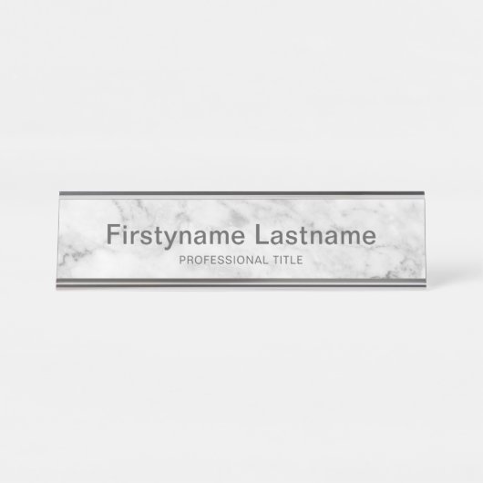 Trendy Faux Marble Pattern Bureau Naambordje (Voorkant)