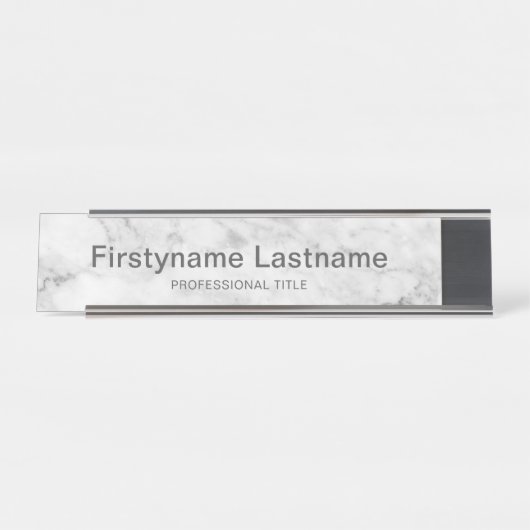 Trendy Faux Marble Pattern Bureau Naambordje (Voorkant)