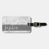 Trendy Faux Marble Pattern met Custom Monogram Bagagelabel (Voorkant horizontaal)