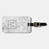 Trendy Faux Marble Pattern met Square Monogram Bagagelabel (Voorkant horizontaal)