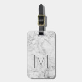 Trendy Faux Marble Pattern met Square Monogram Bagagelabel (Voorkant verticaal)