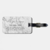 Trendy Faux Marble Pattern met Square Monogram Bagagelabel (Achterkant horizontaal)