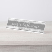 Trendy Faux Marble Pattern Signature and Title Bureau Naambordje (Voorkant)