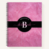 Trendy Faux Pink Fur Girly Monogram Sketchbook Notitieboek (Voorkant)