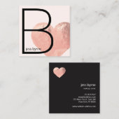 Trendy Faux Roos Gold Foil Heart Pink Beauty Vierkante Visitekaartje (Voorkant / Achterkant)
