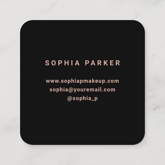 Trendy Faux Roos Gold op zwart | Monogram Vierkante Visitekaartje (Achterkant)