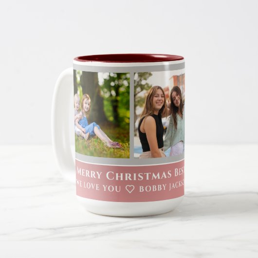 Trendy Faux Roos Gold Script | Best Sisters Foto Tweekleurige Koffiemok (Voorkant links)