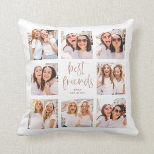 Trendy Faux Roos Gold Script Beste vrienden foto Kussen