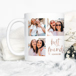 Trendy Faux Roos Gold Script | Foto van beste vrie Koffiemok<br><div class="desc">Deze trendy mok is voorzien van acht van je favoriete foto's van jou en je bijen! De woorden "beste vrienden voor altijd"verschijnen in het faux goud van het roos zien modern manuscript, en er is ruimte om de naam van u en uw beste vriend op een witte achtergrond toe te...</div>