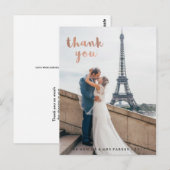 Trendy Faux Roos Gold Typography Wedding Dank u Briefkaart (Voorkant / Achterkant)