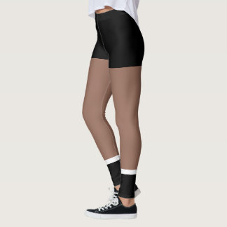 TRENDY FAUX SHORTS, CHIC FASHIONABLE TAN + ZWARTE  LEGGINGS