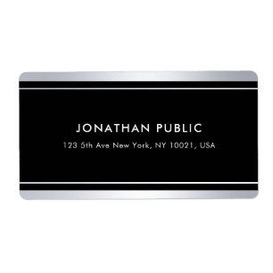 Trendy Faux Silver Black Modern Glamour Shipping Etiket