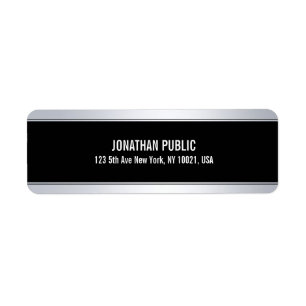 Trendy Faux Silver Elegant Modern Black Sjabloon Etiket
